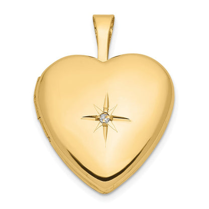 14K Gelbgold 16mm Mit.01ct. Diamant Stern Herz Medaillon