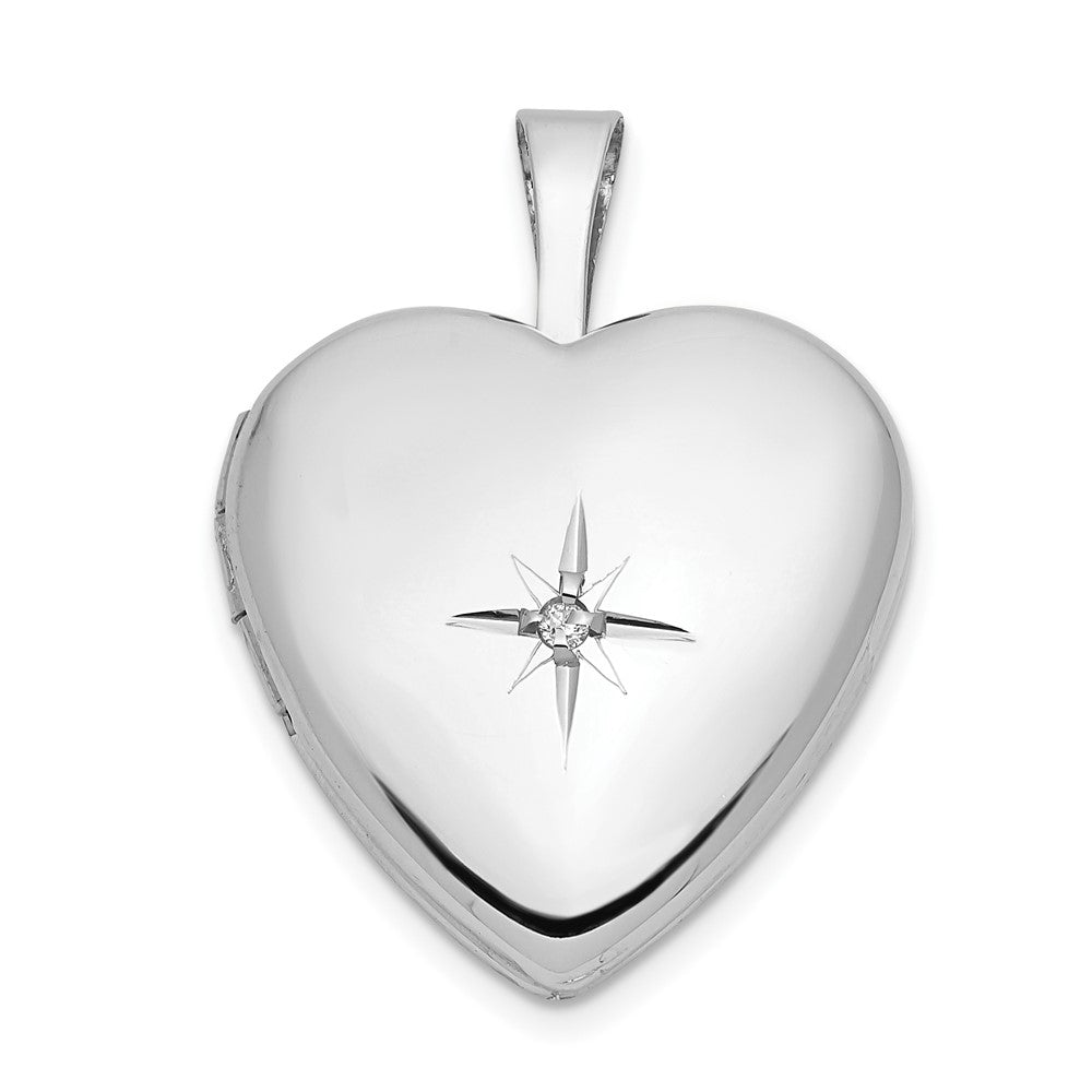 14K Weißgold 14K Weißgold 16mm.01ct. Diamant Herz Medaillon