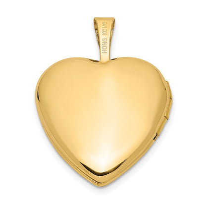 14K Gelbgold 14ky 16mm Doppelt Herzen Medaillon