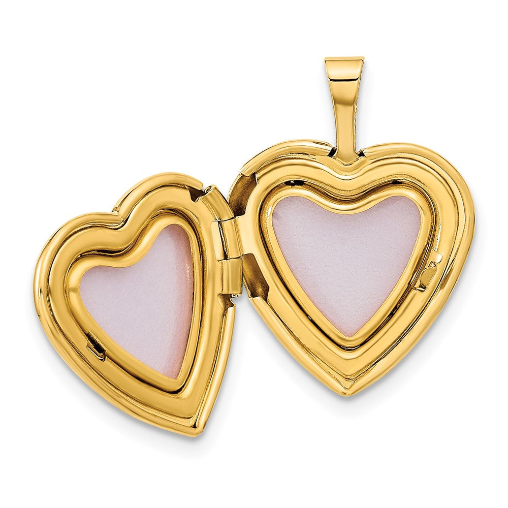 14K Gelbgold 14ky 16mm Doppelt Herzen Medaillon