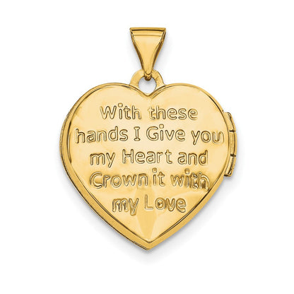 14K Gelbgold 14K Diamant Claddagh Herz Medaillon