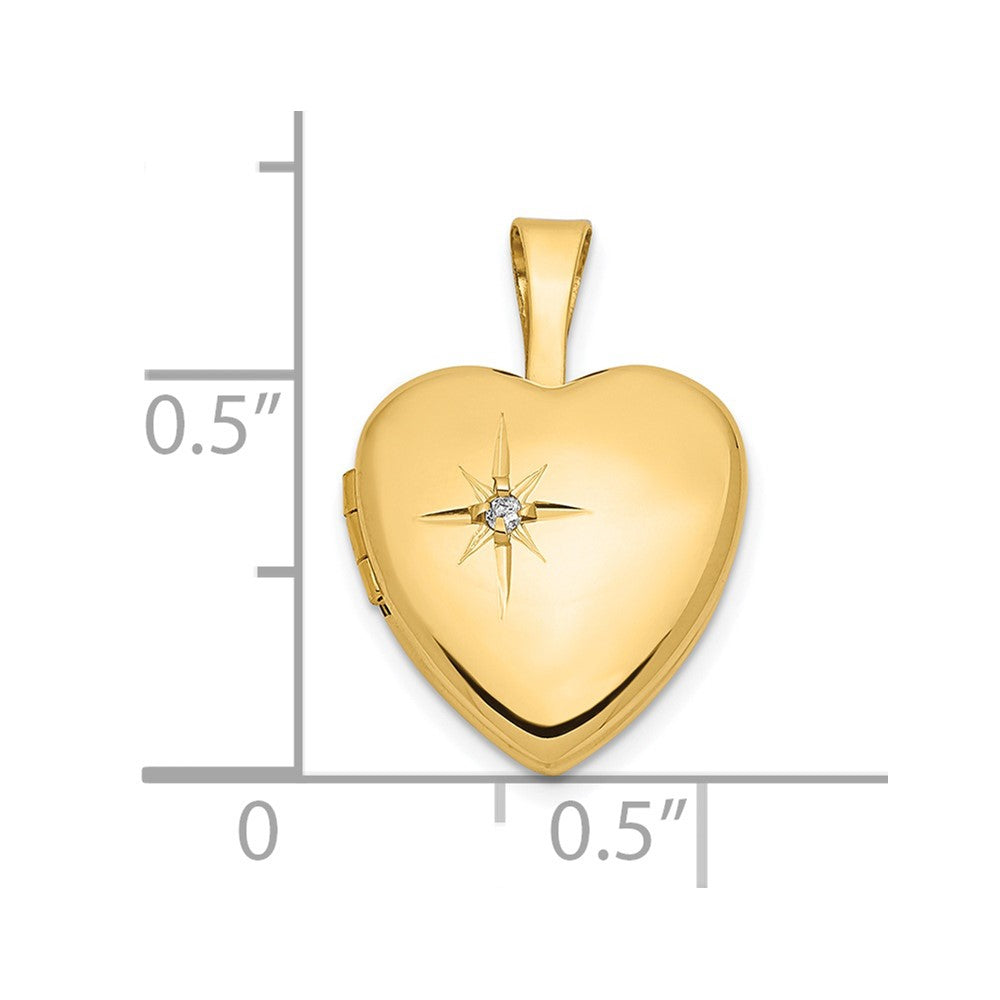 14K Gelbgold 14K 12mm Mit.01ct. Diamant Herz Medaillon