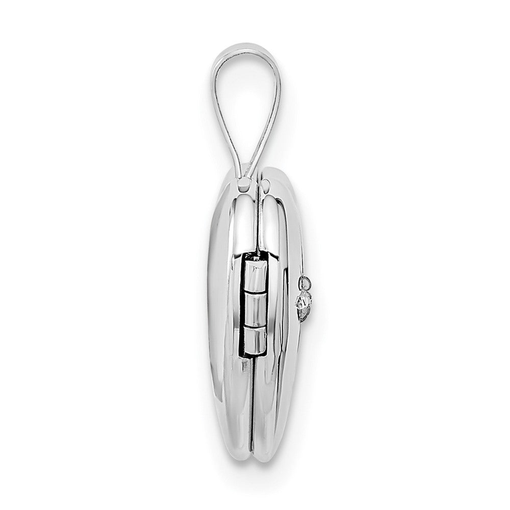 14K Weißgold 14K Weißgold 12mm.01ct. Diamant Herz Medaillon