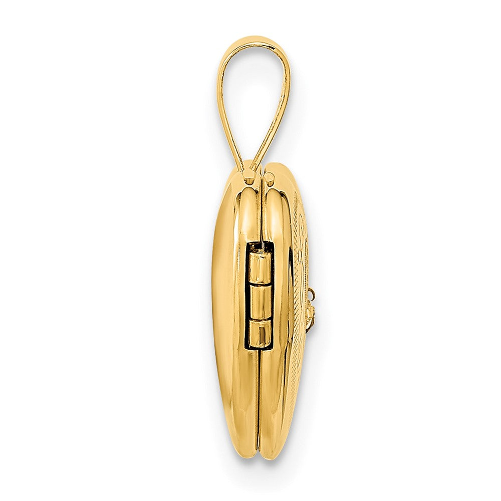 14K Gelbgold 14ky 12mm Mit.01ct. Diamant Stern Herz Medaillon