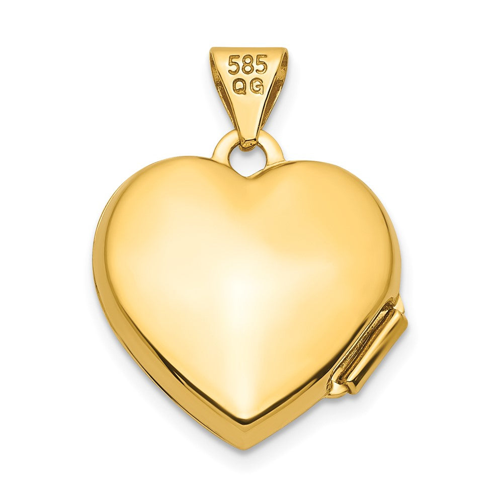 14K Gelb & Rhodium 14K mit Weiß Rhodium.01ct Diamant 15mm Herz Medaillon