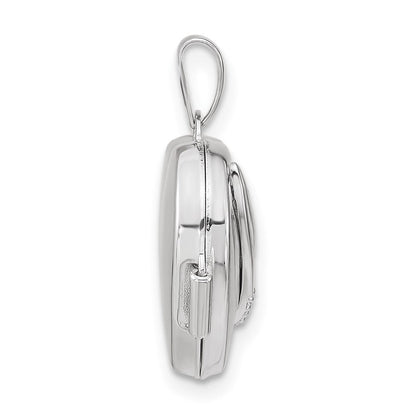 14K Weißgold 14K Weißgold.01ct Diamant 15mm Herz Medaillon