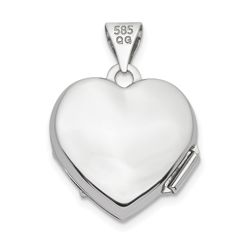 14K Weißgold 14K Weißgold.01ct Diamant 15mm Herz Medaillon