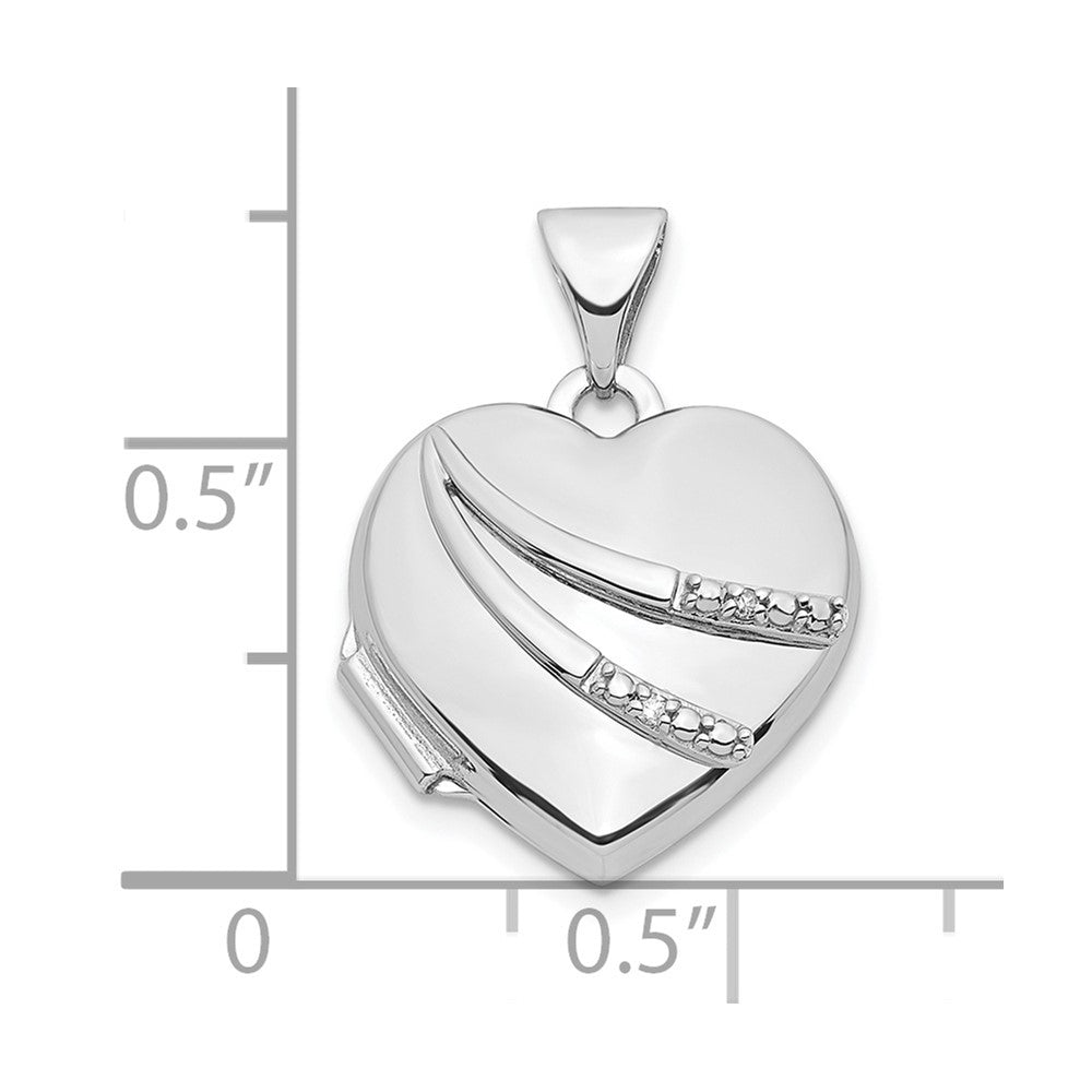 14K Weißgold 14K Weißgold.01ct Diamant 15mm Herz Medaillon