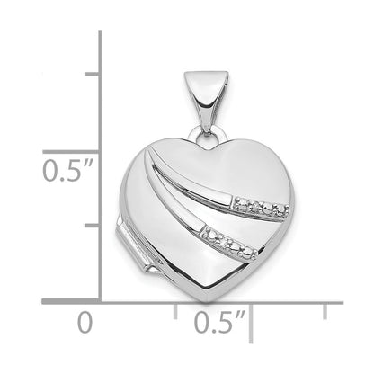 14K Weißgold 14K Weißgold.01ct Diamant 15mm Herz Medaillon