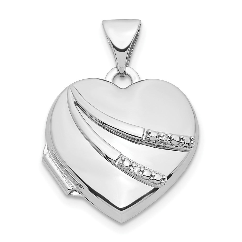 14K Weißgold 14K Weißgold.01ct Diamant 15mm Herz Medaillon