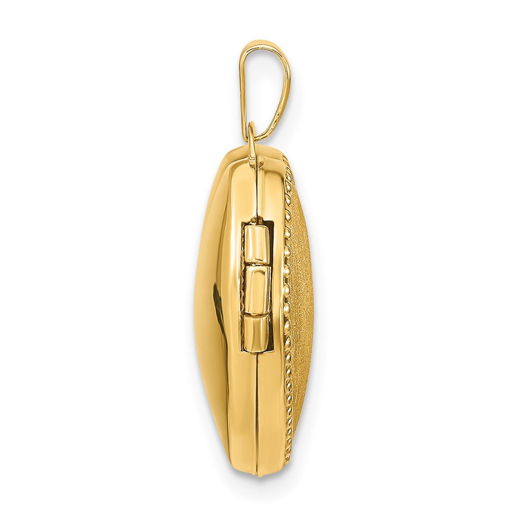 14K Gelbgold 14ky Gebürstet mit Gekugelt Kante 18mm Herz Medaillon