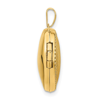 14K Gelbgold 14ky Gebürstet mit Gekugelt Kante 18mm Herz Medaillon