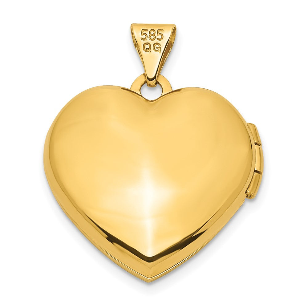 14K Gelbgold 14ky Gebürstet mit Gekugelt Kante 18mm Herz Medaillon