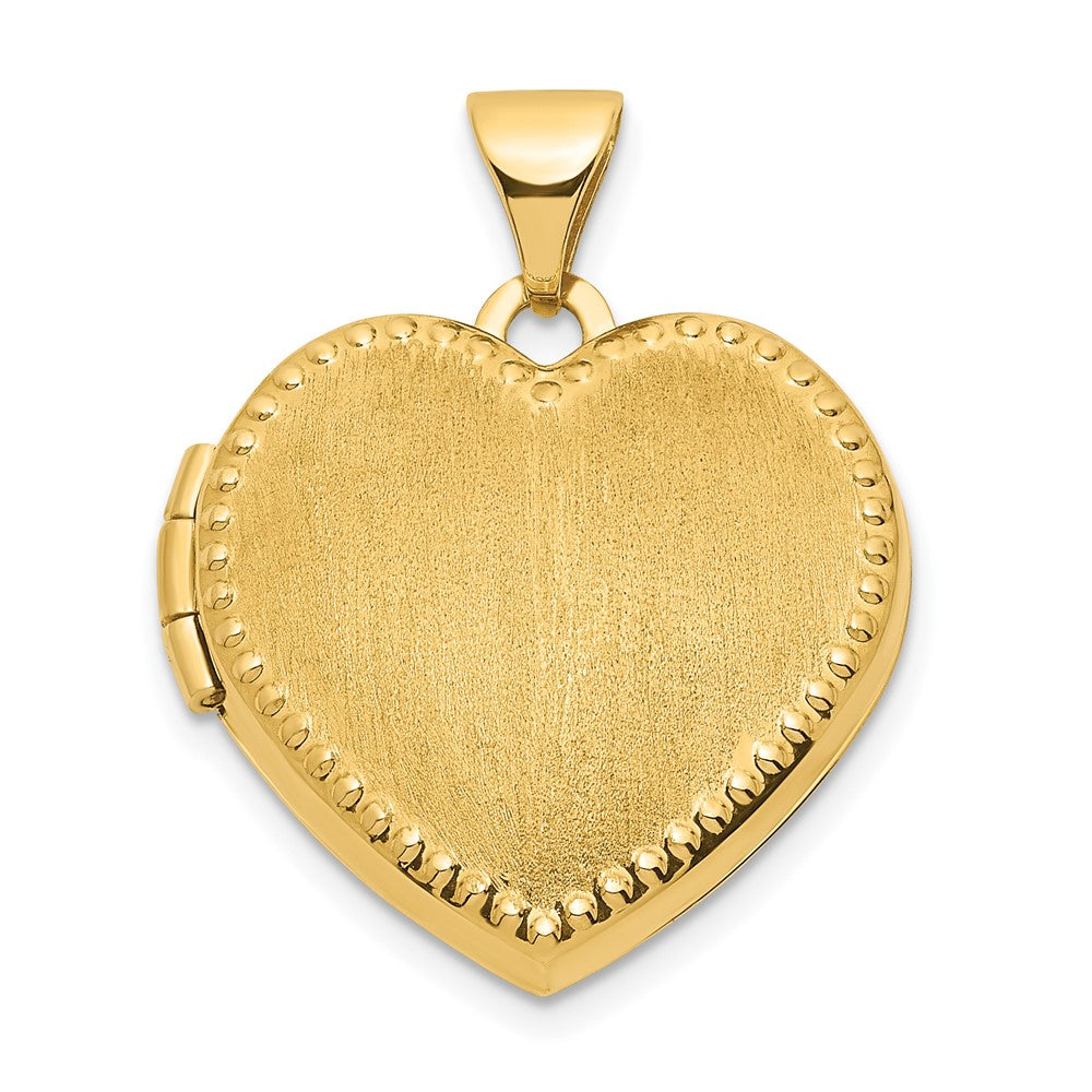 14K Gelbgold 14ky Gebürstet mit Gekugelt Kante 18mm Herz Medaillon