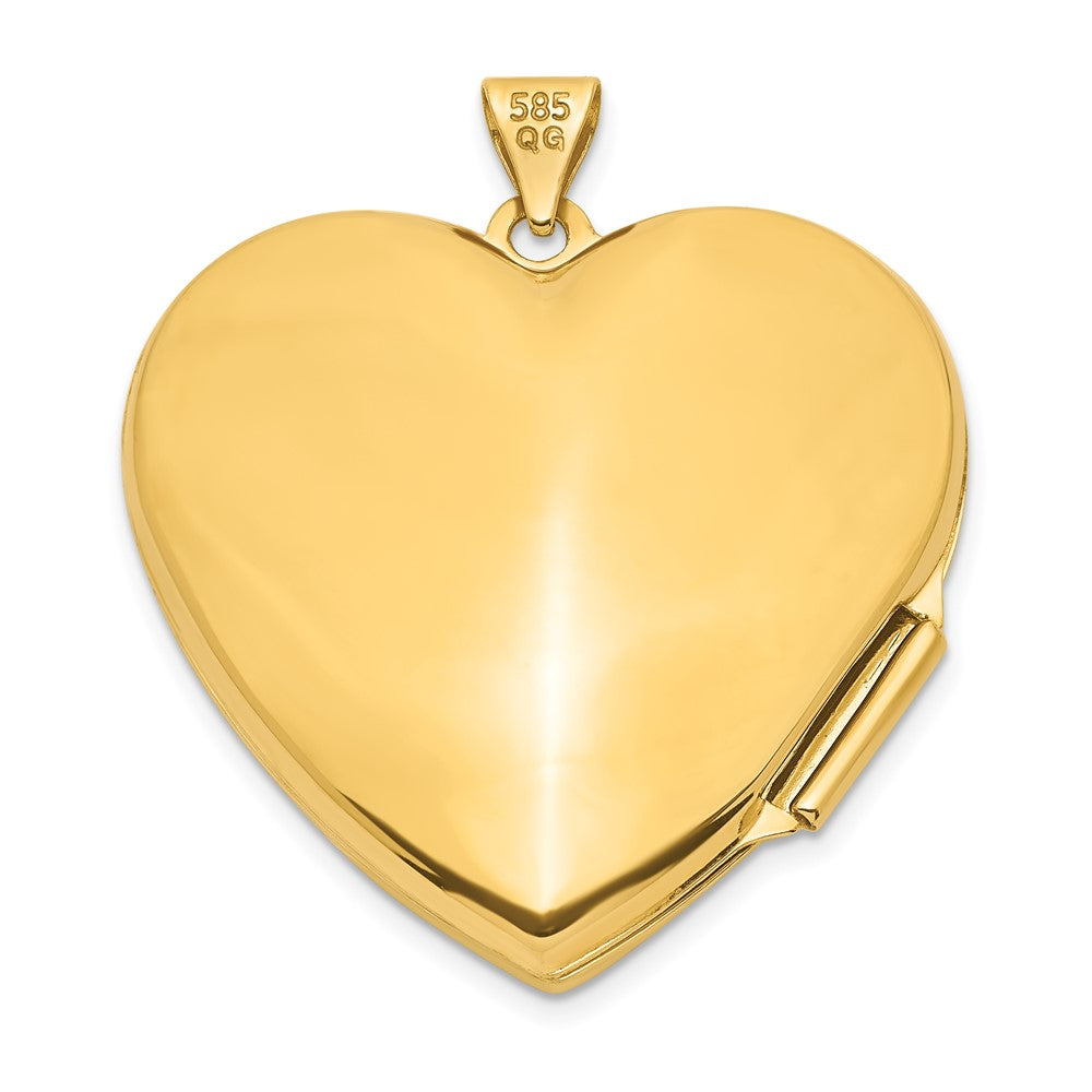14K Gelb & Rhodium 14K mit Weiß Rhodium Welle Diamant 27mm Herz Medaillon