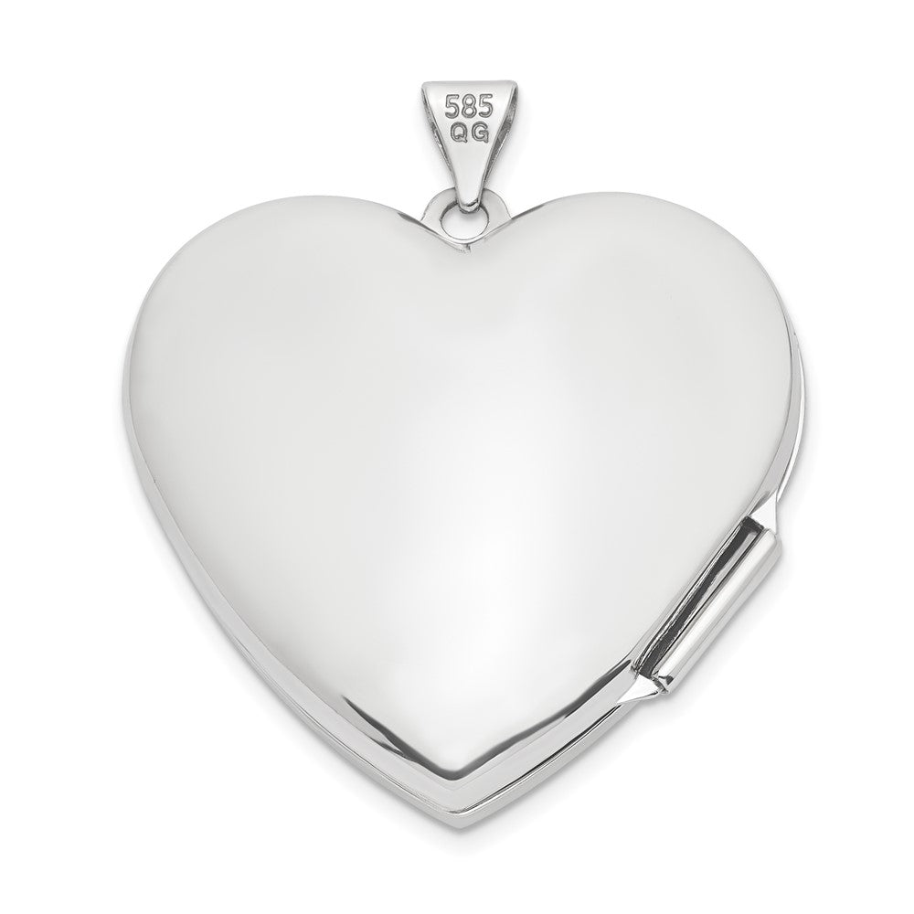 14K Weißgold 14K Weißgold Welle Diamant 27mm Herz Medaillon