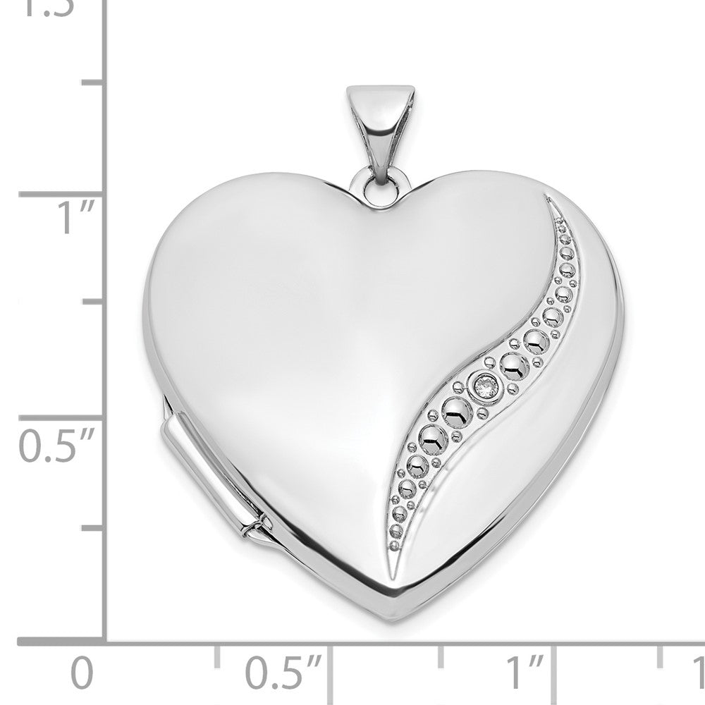 14K Weißgold 14K Weißgold Welle Diamant 27mm Herz Medaillon