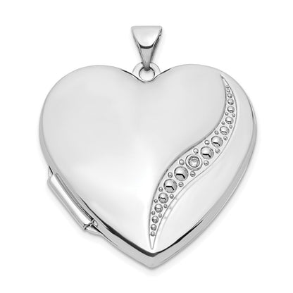 14K Weißgold 14K Weißgold Welle Diamant 27mm Herz Medaillon