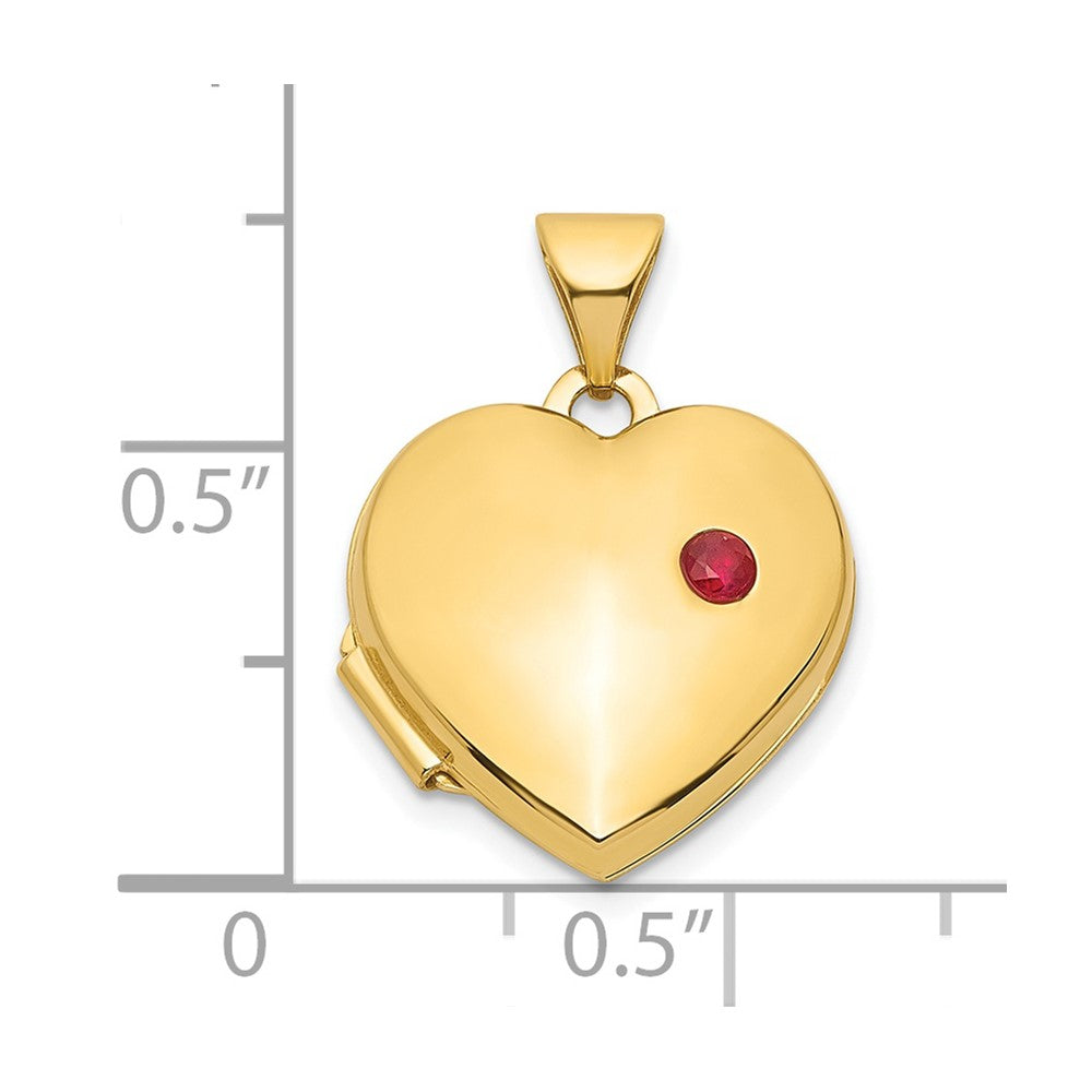 14K Gelbgold Rubin 15mm Herz Medaillon