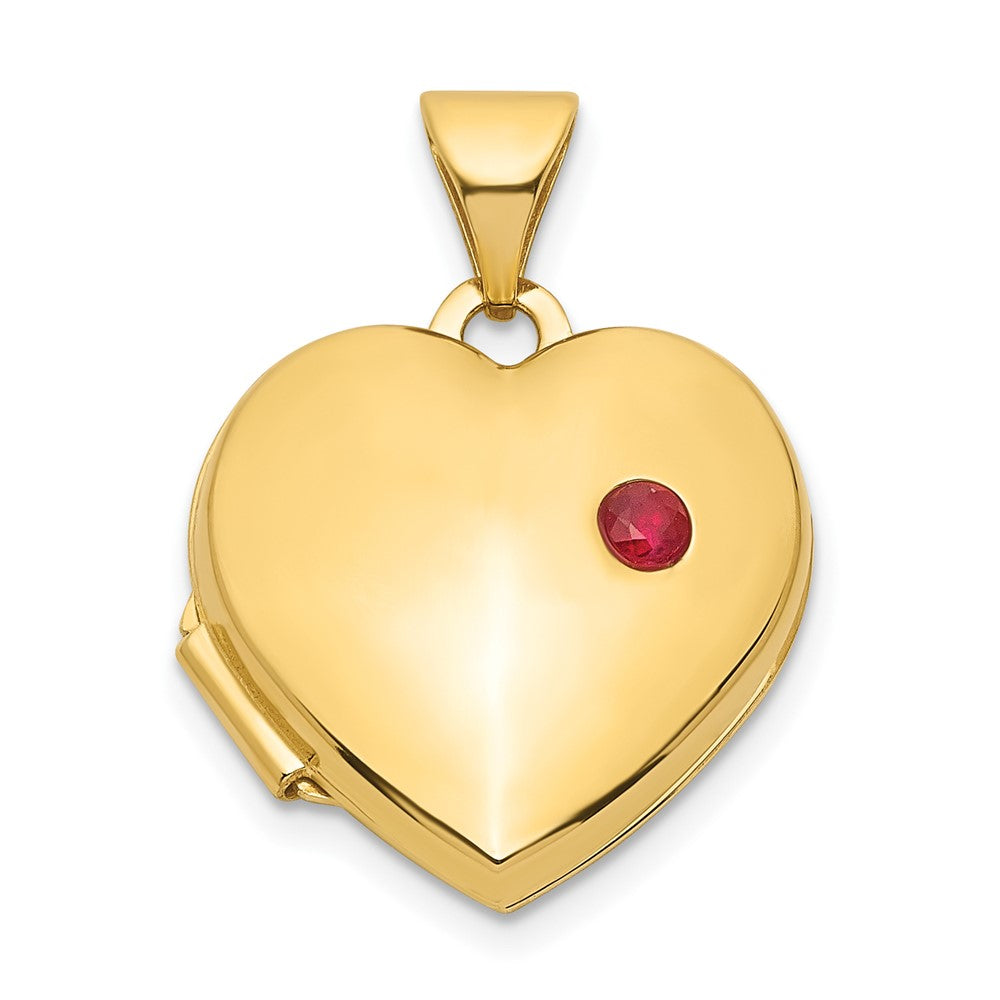 14K Gelbgold Rubin 15mm Herz Medaillon