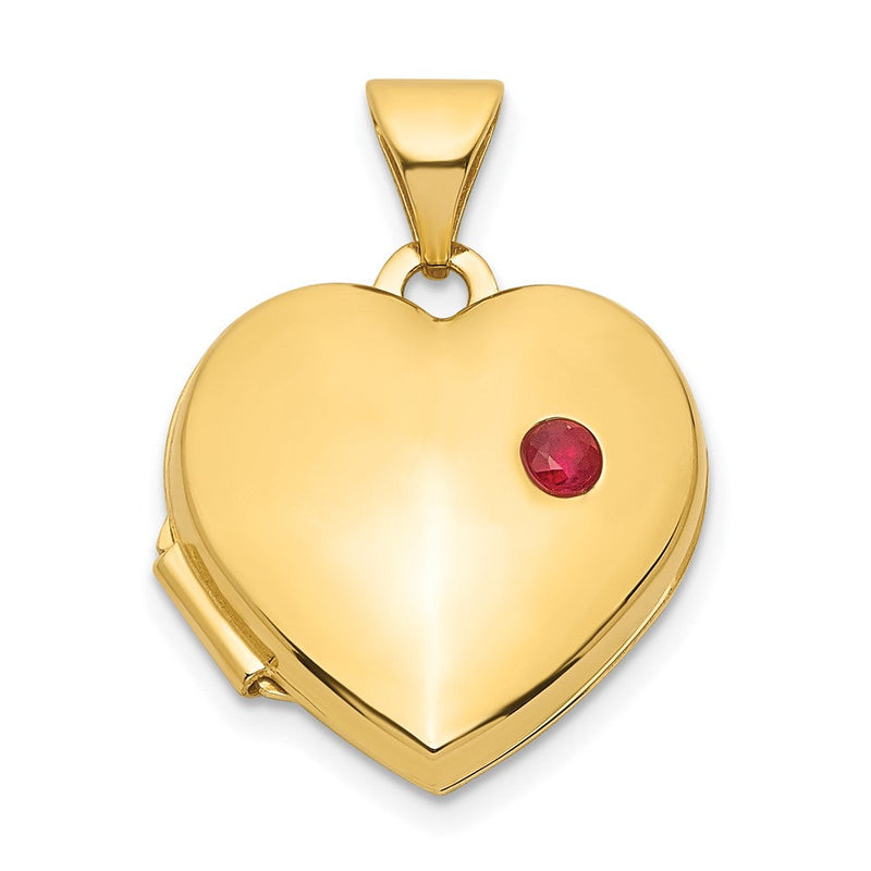 14K Gelbgold Rubin 15mm Herz Medaillon