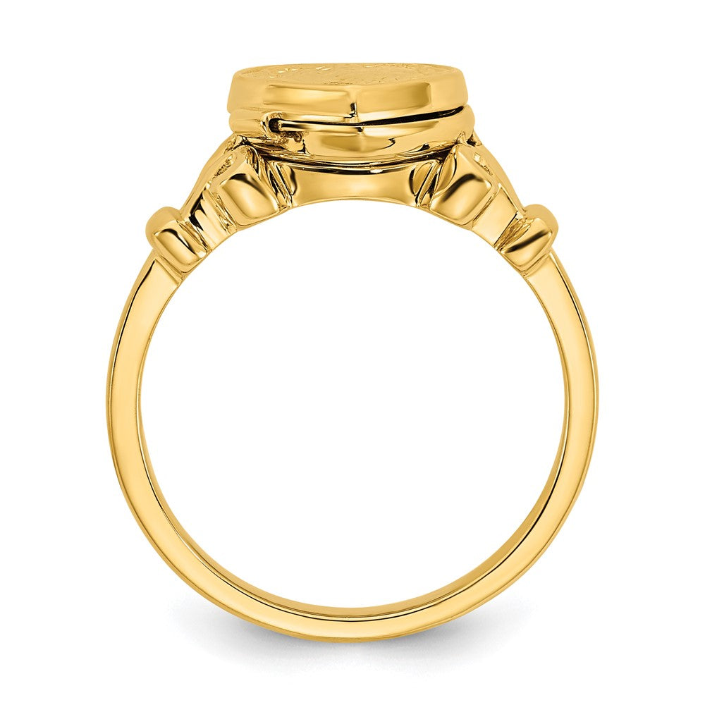 14K Gelbgold 10mm Herz Geformt (8x8mm Photos) Medaillon Ring