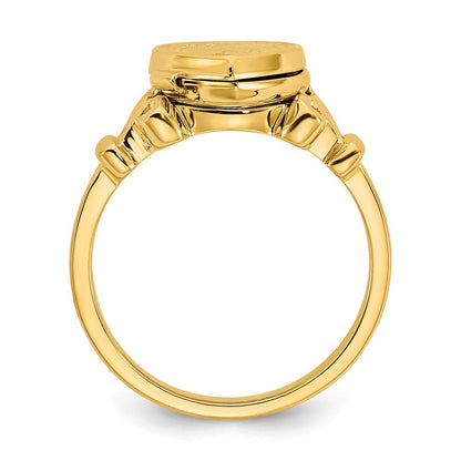 14K Gelbgold 10mm Herz Geformt (8x8mm Photos) Medaillon Ring