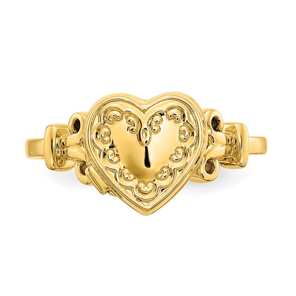 14K Gelbgold 10mm Herz Geformt (8x8mm Photos) Medaillon Ring