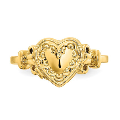 14K Gelbgold 10mm Herz Geformt (8x8mm Photos) Medaillon Ring
