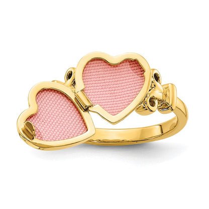 14K Gelbgold 10mm Herz Geformt (8x8mm Photos) Medaillon Ring