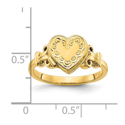 14K Gelbgold 10mm Herz Geformt (8x8mm Photos) Medaillon Ring