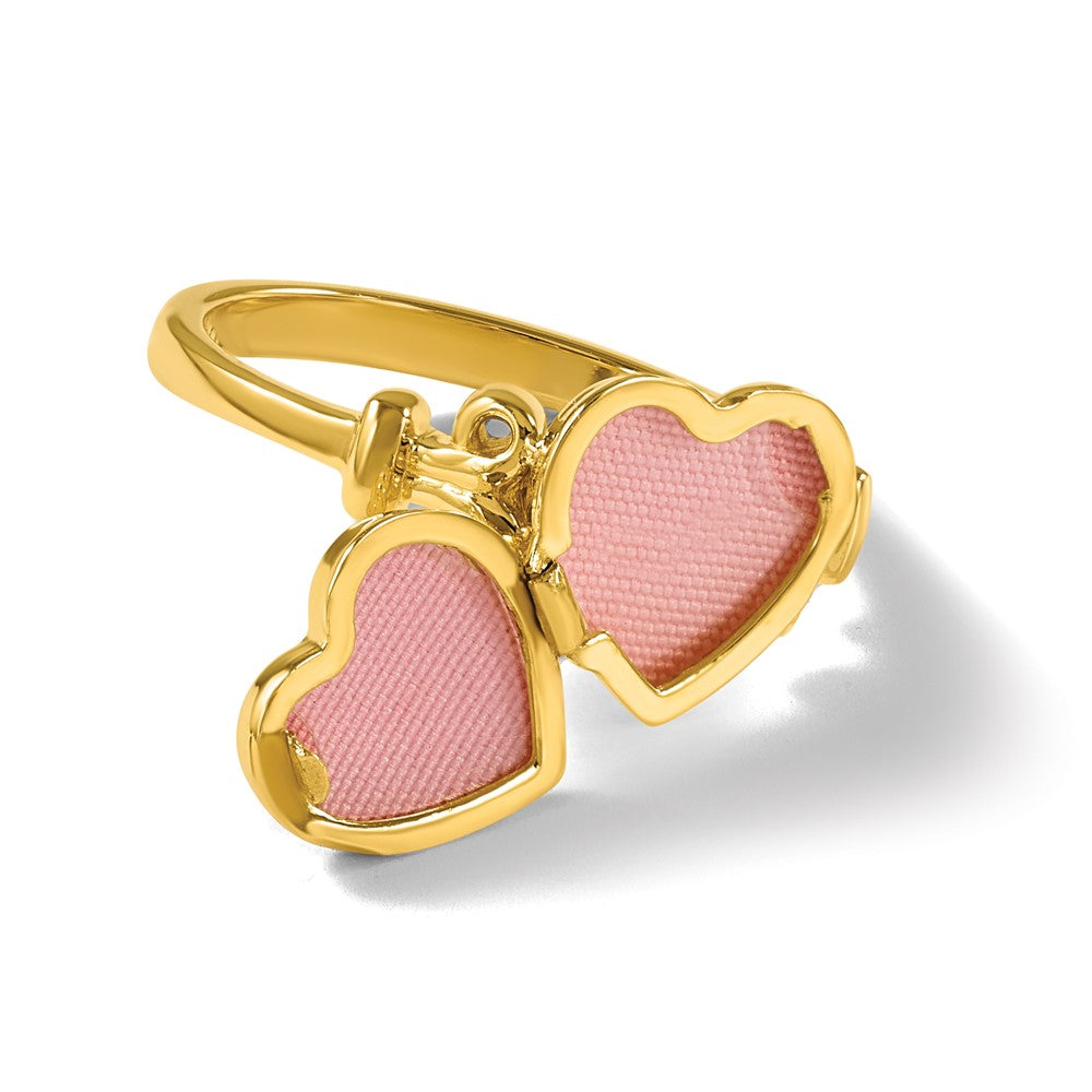 14K Gelbgold 10mm Herz Geformt (8x8mm Photos) Medaillon Ring