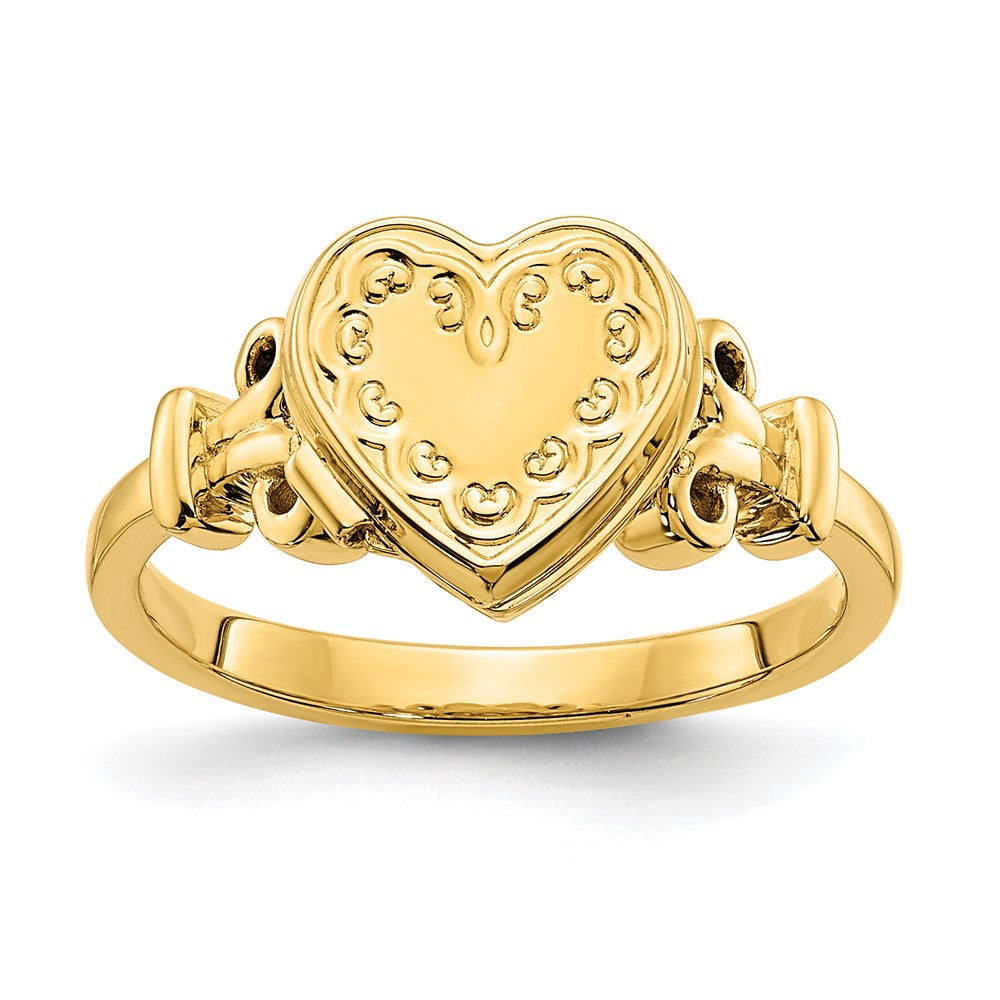 14K Gelbgold 10mm Herz Geformt (8x8mm Photos) Medaillon Ring