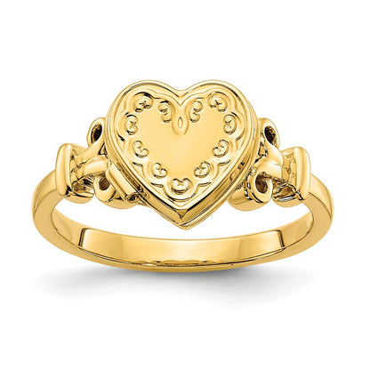 14K Gelbgold 10mm Herz Geformt (8x8mm Photos) Medaillon Ring