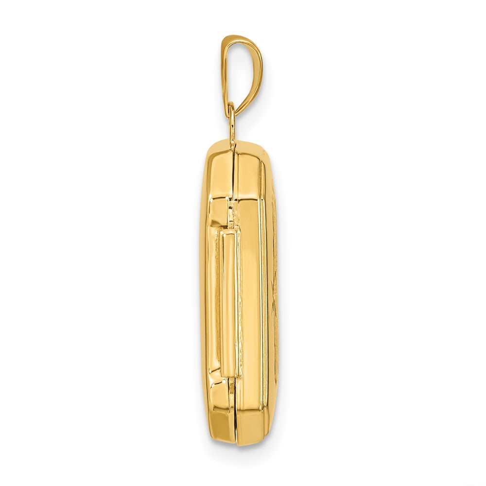 14K Gelbgold 14ky Diamantiert Gebürstet 20mm Rectangular Medaillon