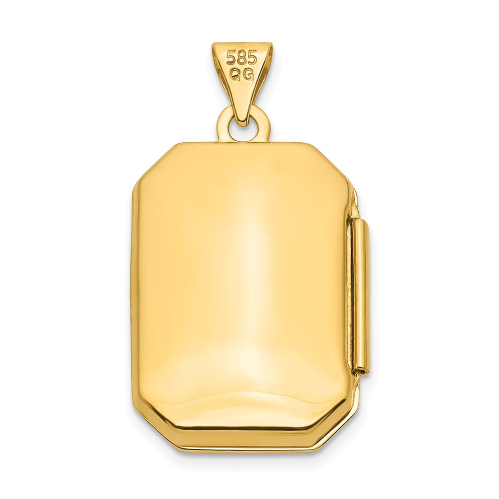 14K Gelbgold 14ky Diamantiert Gebürstet 20mm Rectangular Medaillon