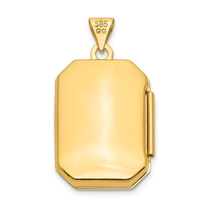 14K Gelbgold 14ky Diamantiert Gebürstet 20mm Rectangular Medaillon