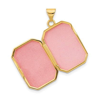 14K Gelbgold 14ky Diamantiert Gebürstet 20mm Rectangular Medaillon