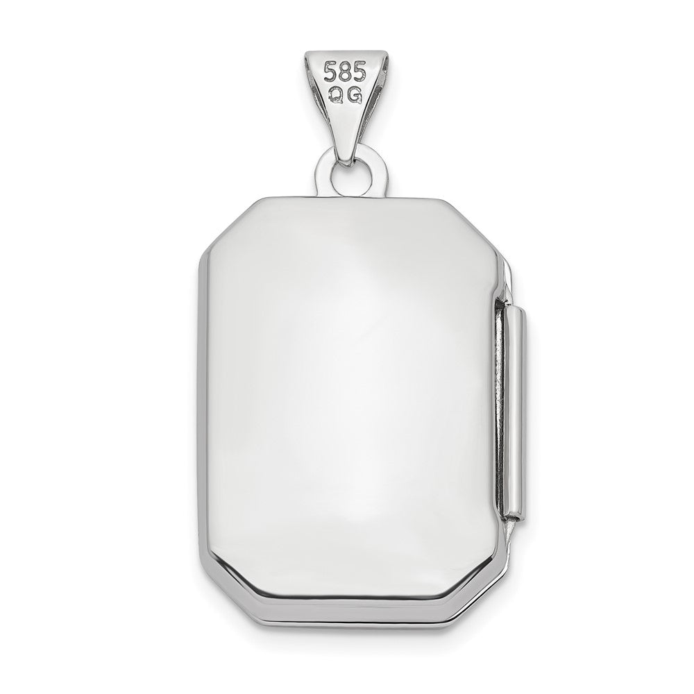 14K Weißgold 14K Weißgold Diamantiert Gebürstet 20mm Rectangular Medaillon