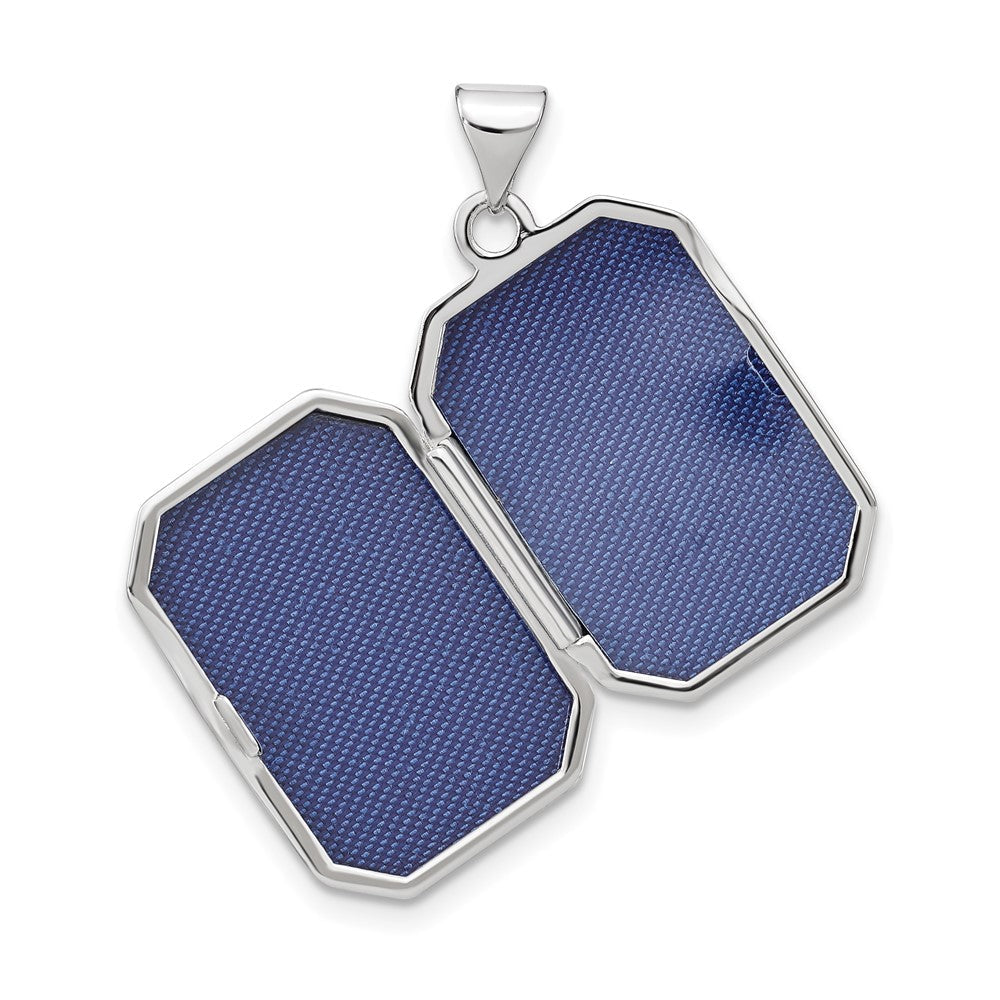 14K Weißgold 14K Weißgold Diamantiert Gebürstet 20mm Rectangular Medaillon