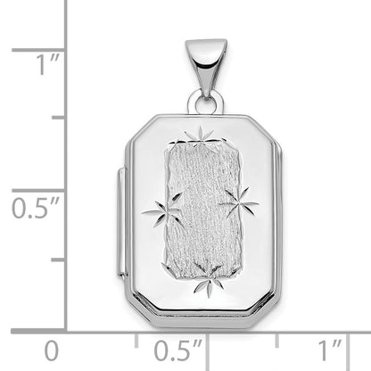 14K Weißgold 14K Weißgold Diamantiert Gebürstet 20mm Rectangular Medaillon