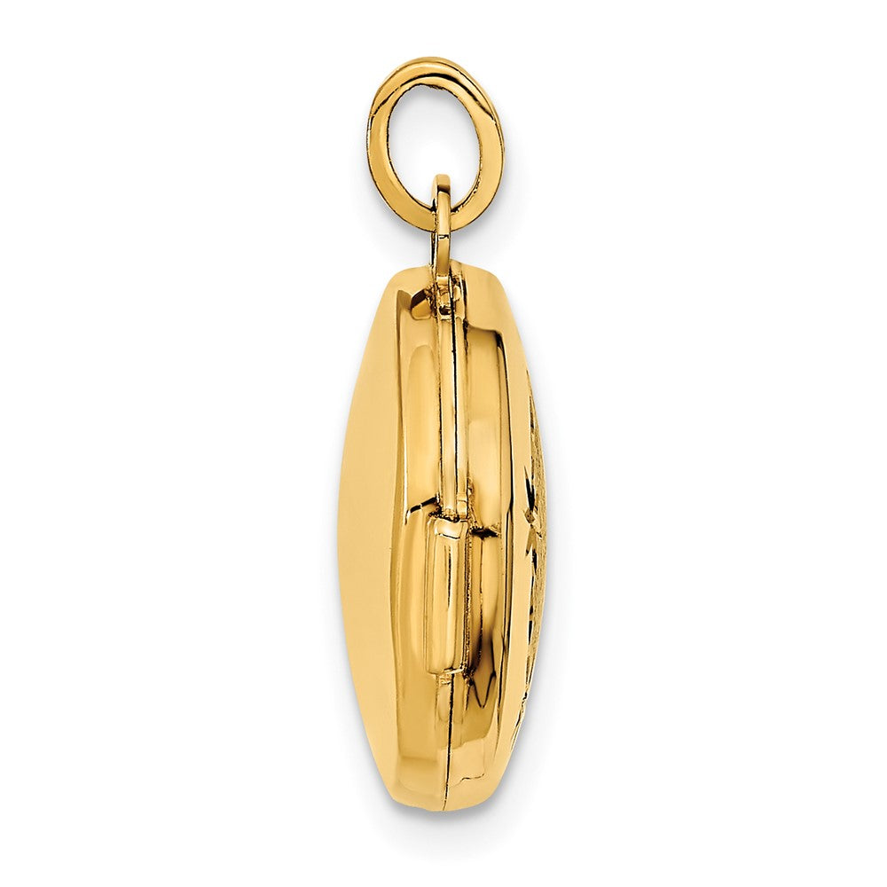14K Gelbgold 14K Poliert und Gebürstet 16mm Diamantiert Rund Medaillon