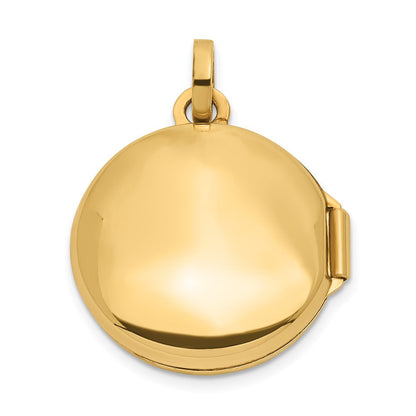 14K Gelbgold 14K Poliert und Gebürstet 16mm Diamantiert Rund Medaillon