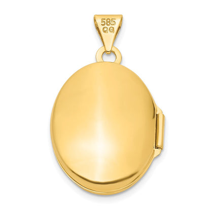 14K Gelbgold 14ky Emaille Leaves 19mm Oval Medaillon
