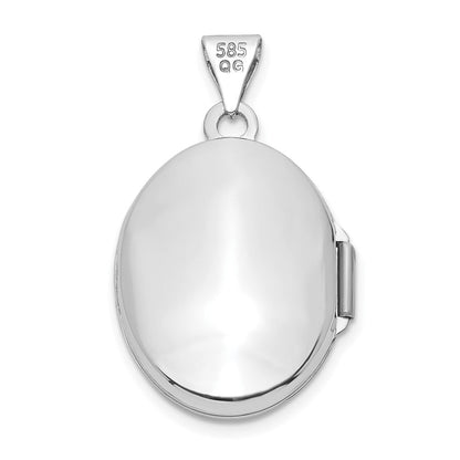 14K Weißgold 14K Weißgold Emaille Leaves 19mm Oval Medaillon