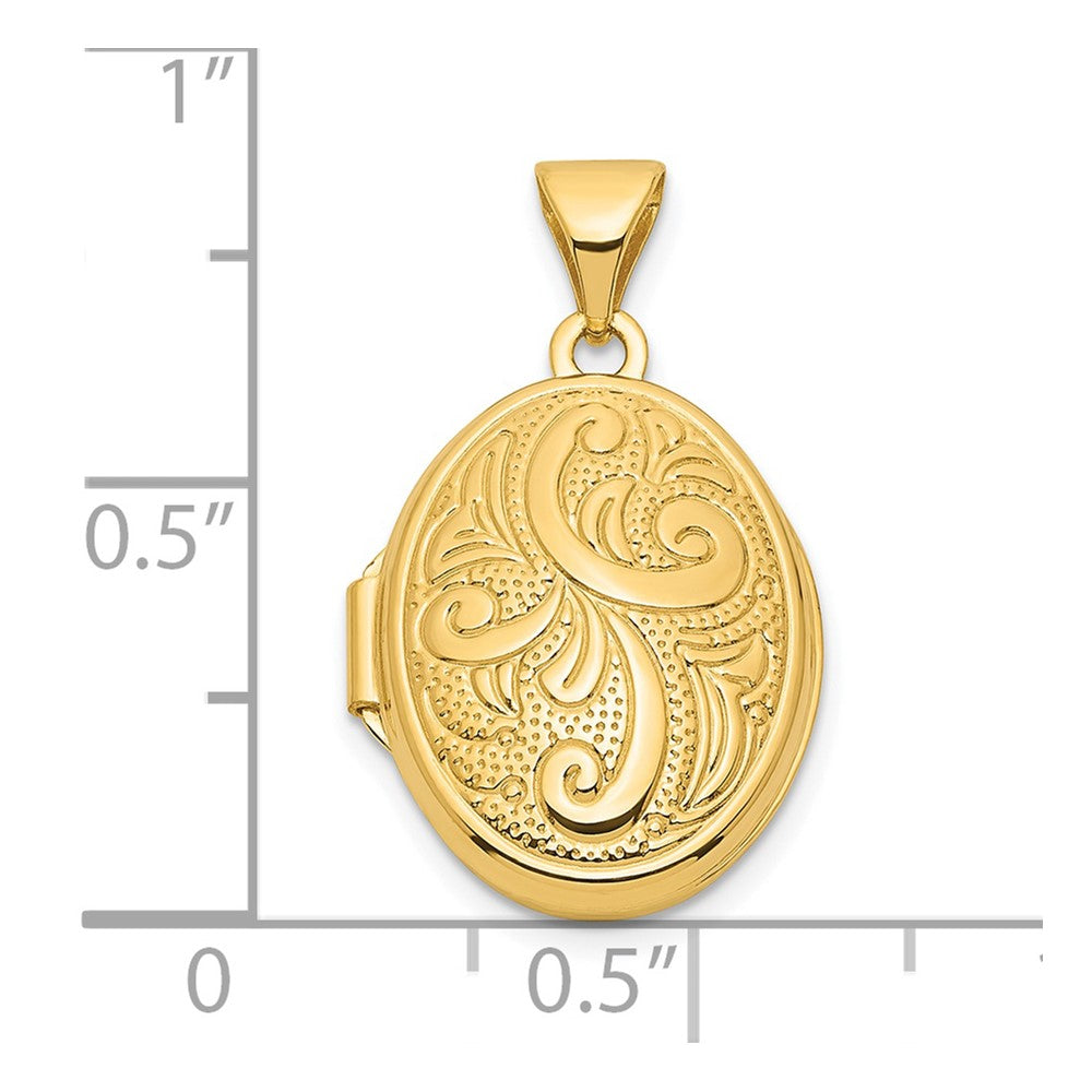 14K Gelbgold 14K Gelbgold Wirbel Design 17mm Oval Medaillon