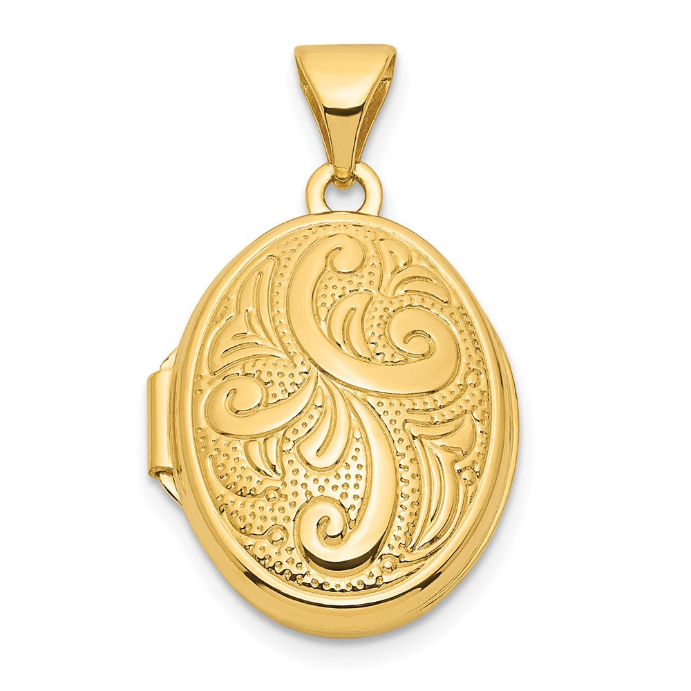 14K Gelbgold 14K Gelbgold Wirbel Design 17mm Oval Medaillon