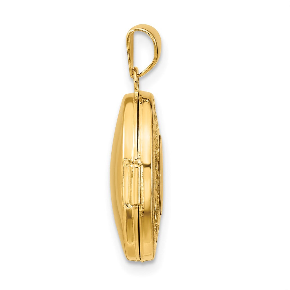 14K Gelbgold Blumen 17mm Oval Medaillon