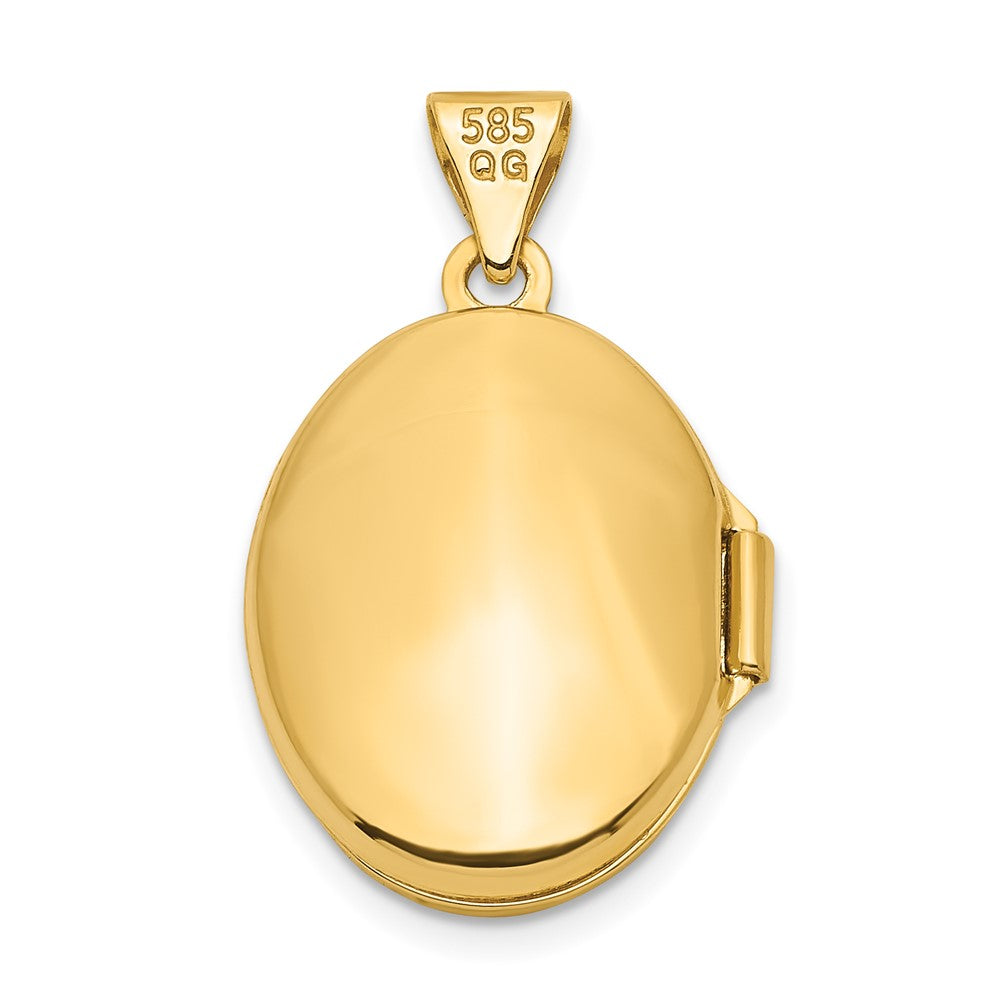 14K Gelbgold Blumen 17mm Oval Medaillon