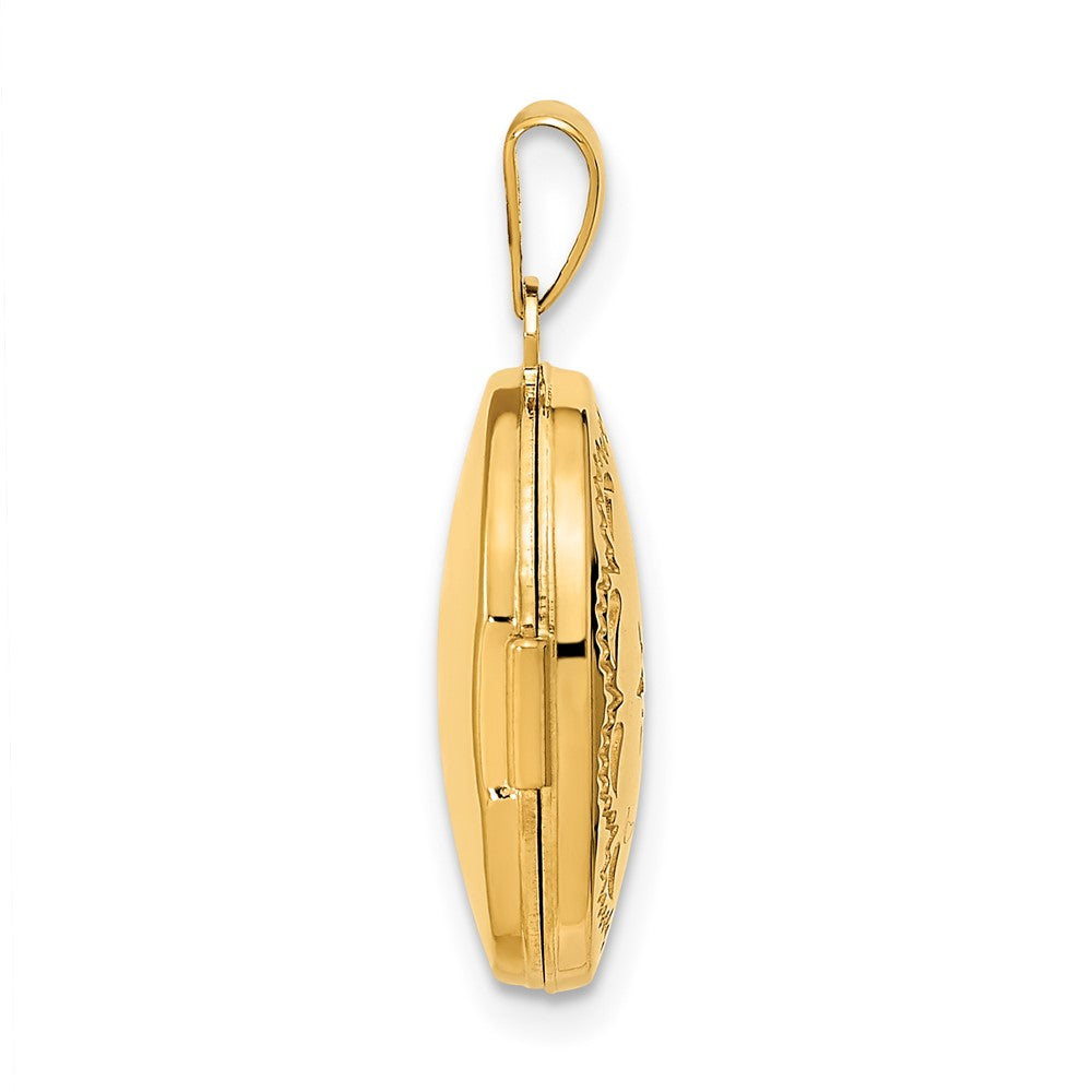 14K Gelbgold 14ky Poliert Diamant Oval Medaillon